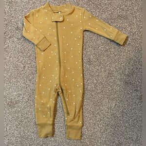 Quincy Mae Mustard Star-Print One-Piece Zipper Bodysuit